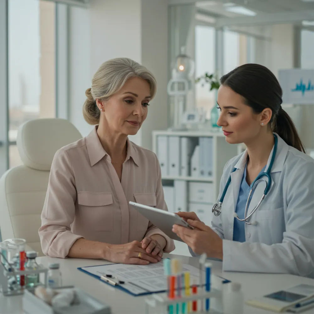 Clinician discussing menopause health with a woman