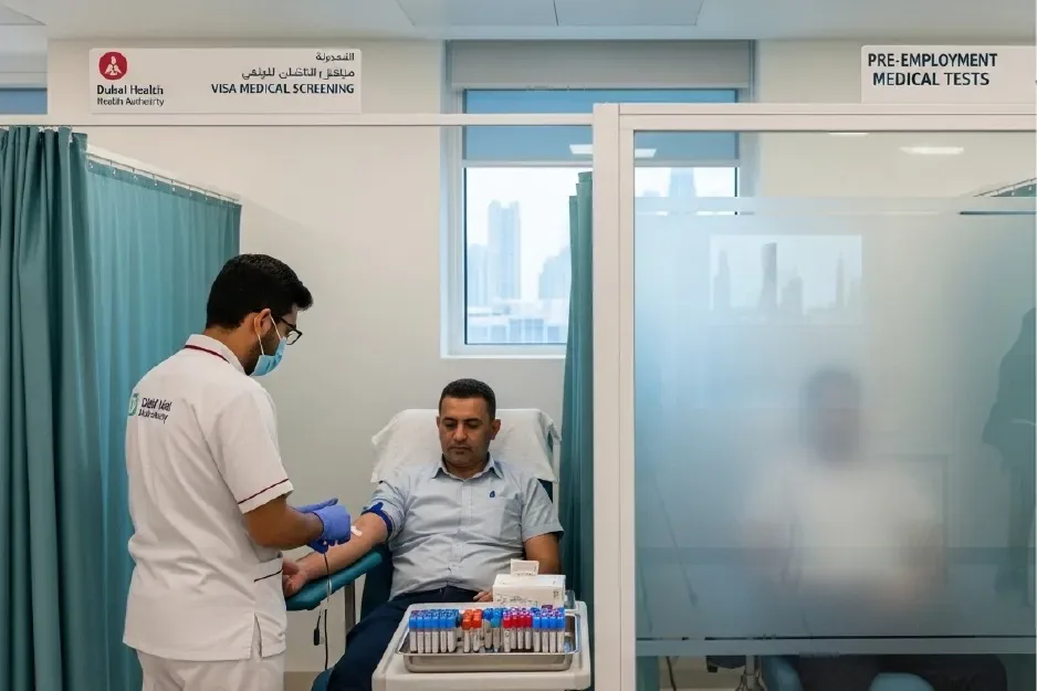 UAE pre-employment medical test outcome submitted to the immigration authorities